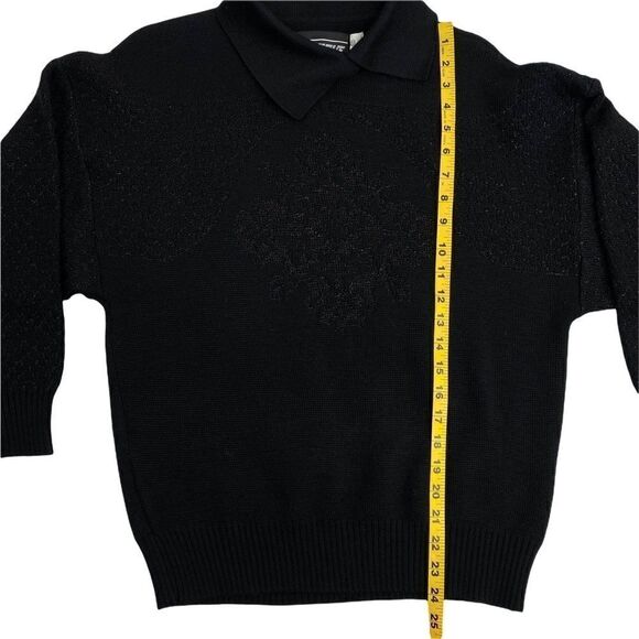 Skitique Int’l 100% Wool Nordic Ski Sweater Women's Medium Black Snowflake - Picture 7 of 8